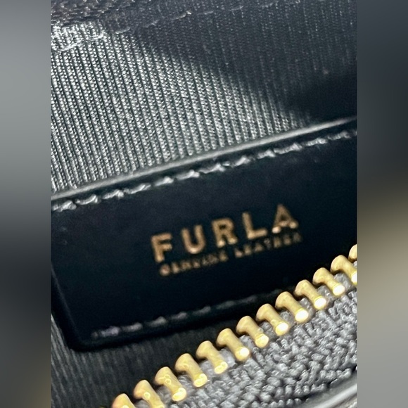 Furla Luna M Textured Black Leather Pouch - Picture 9 of 12